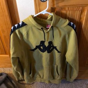 Yellow Kappa Hoodie Large. Logo Sleeves.
